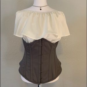 COMFORTABLE COTTON STEEL BONED UNDER-BUST CORSET